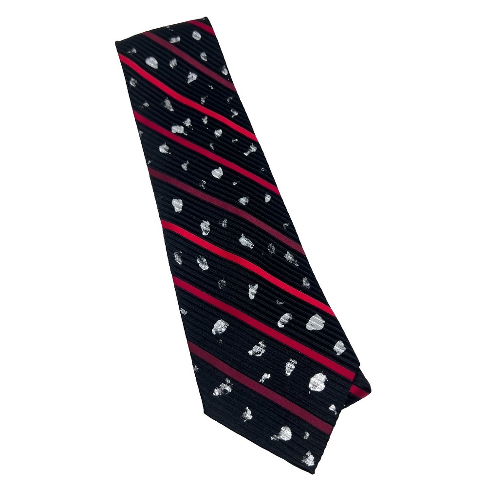 Fabio Fazio 100% Silk Hand Made Men's Tie Geometric Black Red White Lightweight